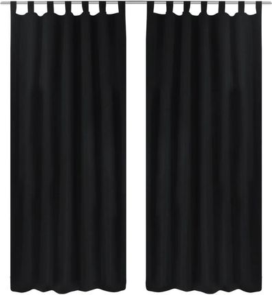 Zakito Zasłony Micro Satynowe Czarne 140X225cm 2 Zasłony+2 Wiązania