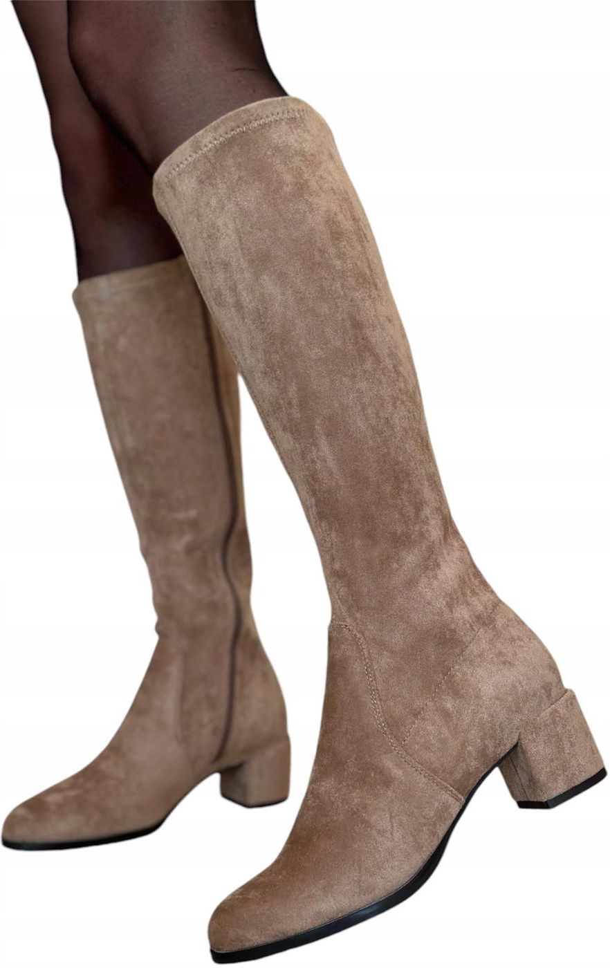 トップス KAZUKI Kozaki damskie na słupku i platformie APIA Xantippa Nero