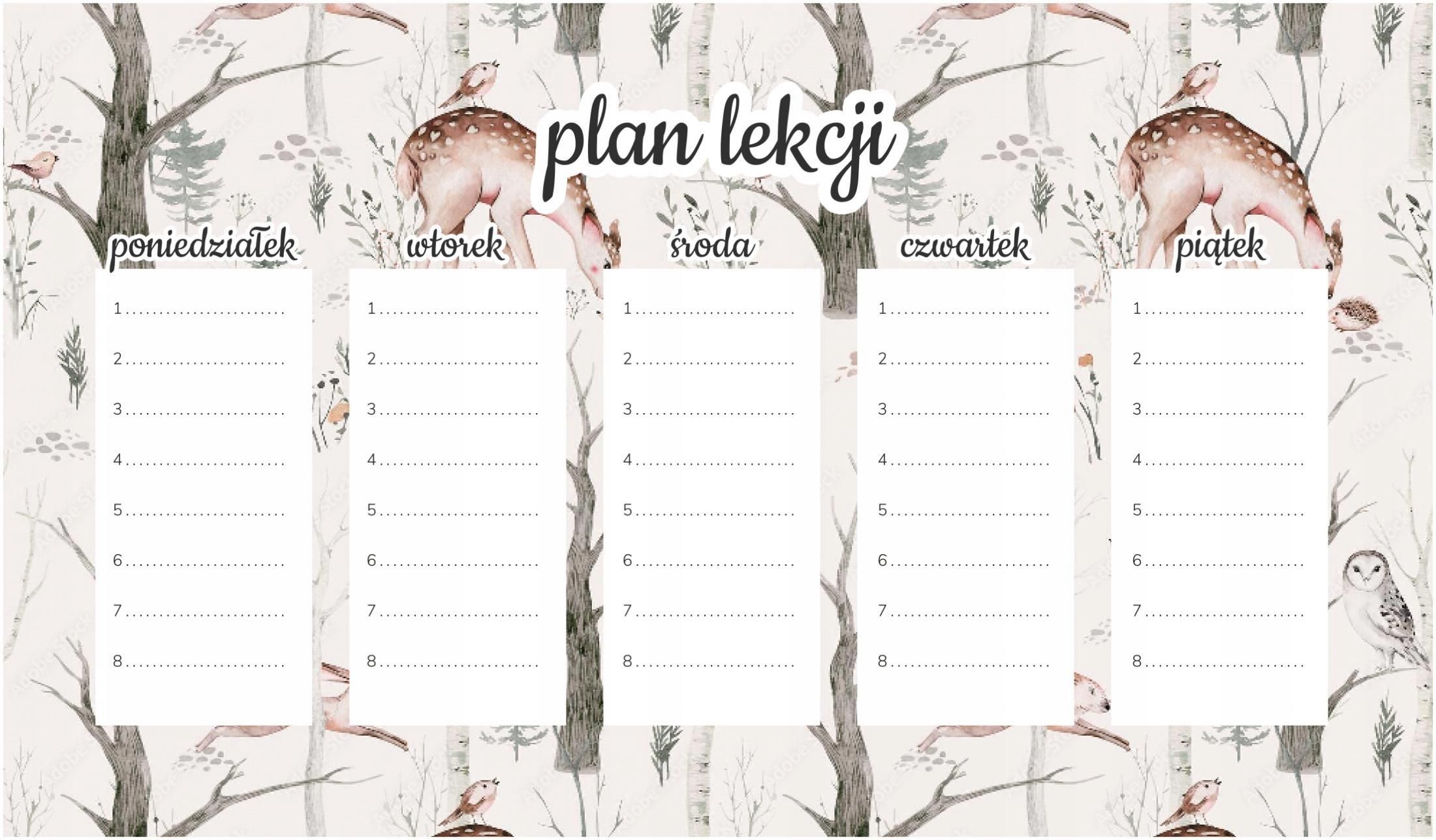 Wallvy Magnetyczny Plan Lekcji Akwarelowe Zwierzątka 45X26Cm - Ceny i