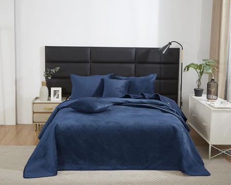 Spod Igły I Nitki Granatowa Narzuta Pikowana Velvet Na Łóżko 200X220 Maya