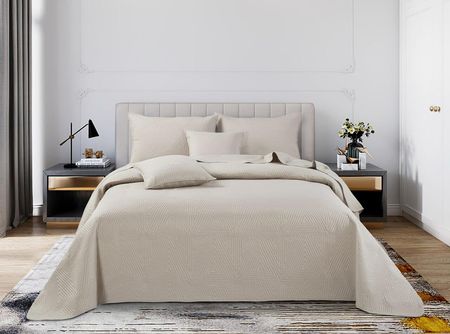 Spod Igły I Nitki Jasno Beżowa Narzuta Pikowana Na Łóżko 200X220 Trio