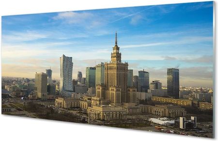 Tulup.Pl Obraz na szkle Warszawa Panorama wieżowce 140x70 cm 2 zawieszki (OSH136436870)