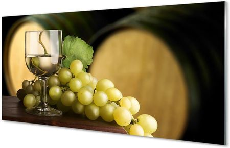 Tulup.Pl Obraz na szkle Kieliszek beczki winogrono 140x70 cm 2 zawieszki (OSH33611739)