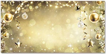 Tulup.Pl Obraz Akrylowy Złote Bombki Święta Dekoracje 125x50 cm 2 zawieszki (OAH2S299317471)