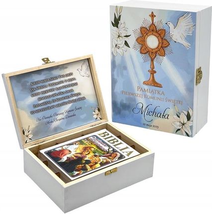 Bartu Biblia Pismo Święte Prezent Na Komunie Eleganckie Pudełko Z Personalizacją