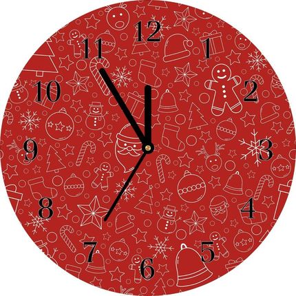 Tulup.pl Zegar ścienny Okrągły Święta Ozdoby Zima Dekoracja fi 30cm Czarne wskazówki (ZSFI30299059202)