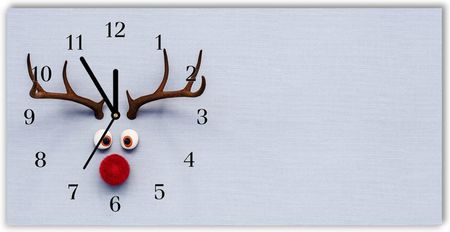 Tulup.pl Zegar ścienny Poziomy Renifer Rudolf Świeta  60x30cm Czarne wskazówki (ZS60X30305204322)
