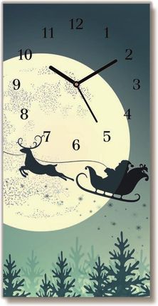 Tulup.pl Zegar ścienny Pionowy-Świety Mikołaj Sanie Święta 30x60cm Czarne wskazówki (ZS30X60294283868)
