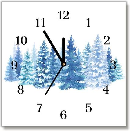 Tulup.pl Zegar ścienny Kwadratowy Choinki Śnieg Święta Zima 30x30cm Czarne wskazówki (ZS30X30226631356)