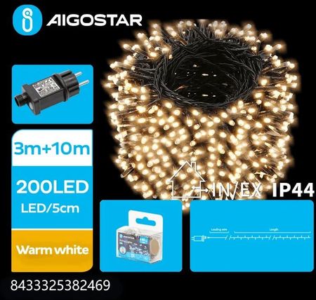 Niskonapięciowe zewnętrzne lampki choinkowe 200led Ciepła biel 10m Niskonapięciowe zewnętrzne lampki choinkowe 200led Ciepła biel 10m