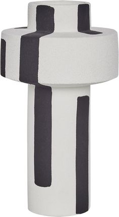 Beliani Wazon Na Kwiaty Biało-Czarny Z Kamionki Dekoracyjny Wodoodporny Do Mieszkania