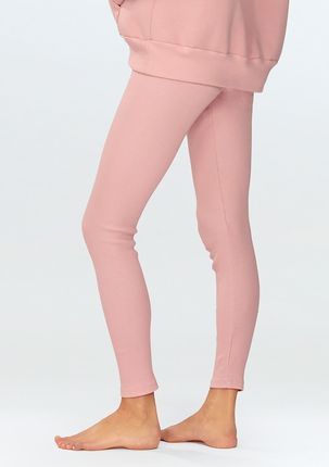 Legginsy Bayo PUDER BAWEŁNA PRĄŻKI (kolor pudrowy róż, rozmiar M) - zdjęcie 2