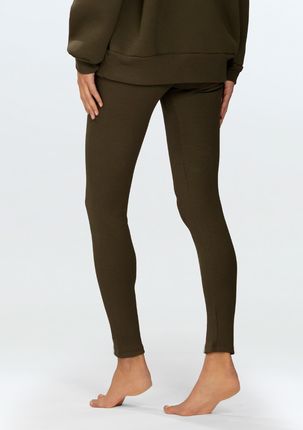 Legginsy Halima KHAKI BAWEŁNA PRĄŻKI (kolor khaki, rozmiar XS) - zdjęcie 2