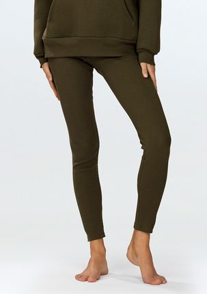 Legginsy Halima KHAKI BAWEŁNA PRĄŻKI (kolor khaki, rozmiar L)