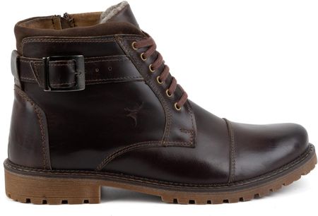 Buty Zimowe Męskie Trzewiki sznurowane 136GT ciemno brązowe