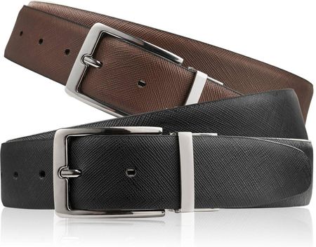 Pasek męski skórzany dwustronny brązowy i czarny ze skóry Saffiano 110 cm SI-47-BL-110