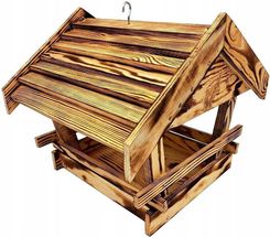 Karmnik Dla Ptaków Drewniany Opalany Z Dachem Schodkowym Max 46X39X33 Cm Wiklinolandia