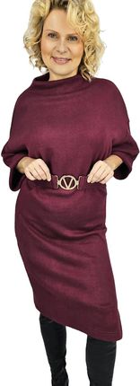 Dzianinowa sukienka midi z paskiem i rękawami typu nietoperz ALENA