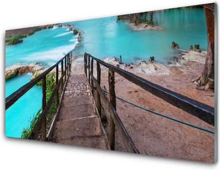 Tulup.Pl Obraz Szklany Schody Jezioro Architektura 140x70 cm 2 zawieszki (OSHNN60803104)