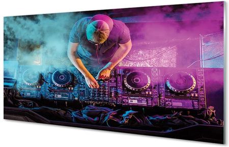 Tulup.Pl Obraz na szkle Konsol DJ kolorowe światła 120x60 cm 2 zawieszki (OSH415922566)