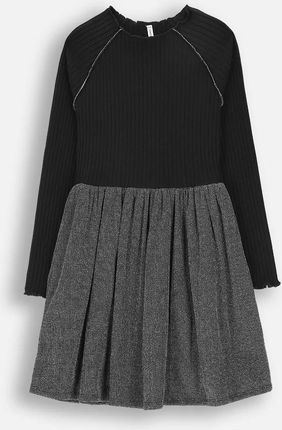 Sukienka dzianinowa czarna prążkowana z błyszczącą nitką