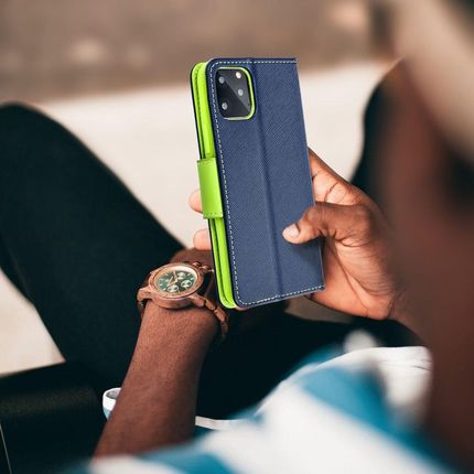 Kabura Fancy Book Do Iphone 16 Plus Granatowy Limonkowy - zdjęcie 4