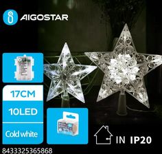Gwiazda LED na czubek choinki 17cm 10 led na baterie 3AA zimna Gwiazda LED na czubek choinki 17cm 10 led na baterie 3AA zimna