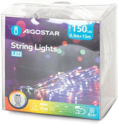Wężyk led 15mb kolorowy sznur 150 led RGBY Φ5mm na baterie 8 funkcji Wężyk led 15mb kolorowy sznur 150 led RGBY Φ5mm na baterie 8 funkcji - zdjęcie 3