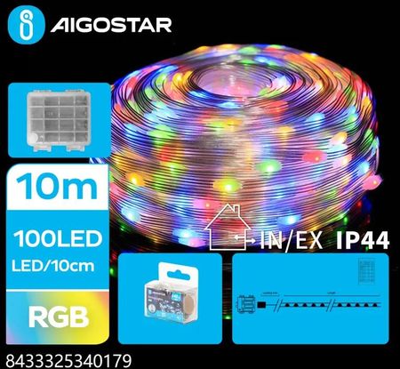 Wąż świetlny 10m multikolor 100led Φ5 RGB na baterie z pilotem 32key Wężyk świetlny 10m multikolor 100led Φ5 RGB na baterie z pilotem 32key