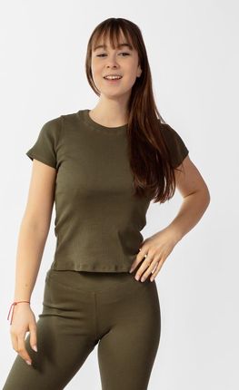 Bluzka Halima KHAKI BAWEŁNA PRĄŻKI (kolor khaki, rozmiar M)