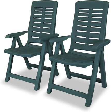 Zakito Krzesła Ogrodowe Z Oparciami 4 Pozycyjnymi Zielone Plastikowe 60X61X108cm Z43896
