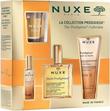 Nuxe Prodigieus Suchy Olejek Do Pielęgnacji Twarzy Ciała I Włosów 100ml + Perfumy 15ml + Olejek Pod Prysznic 100ml + Świeca Zapachowa 70g
