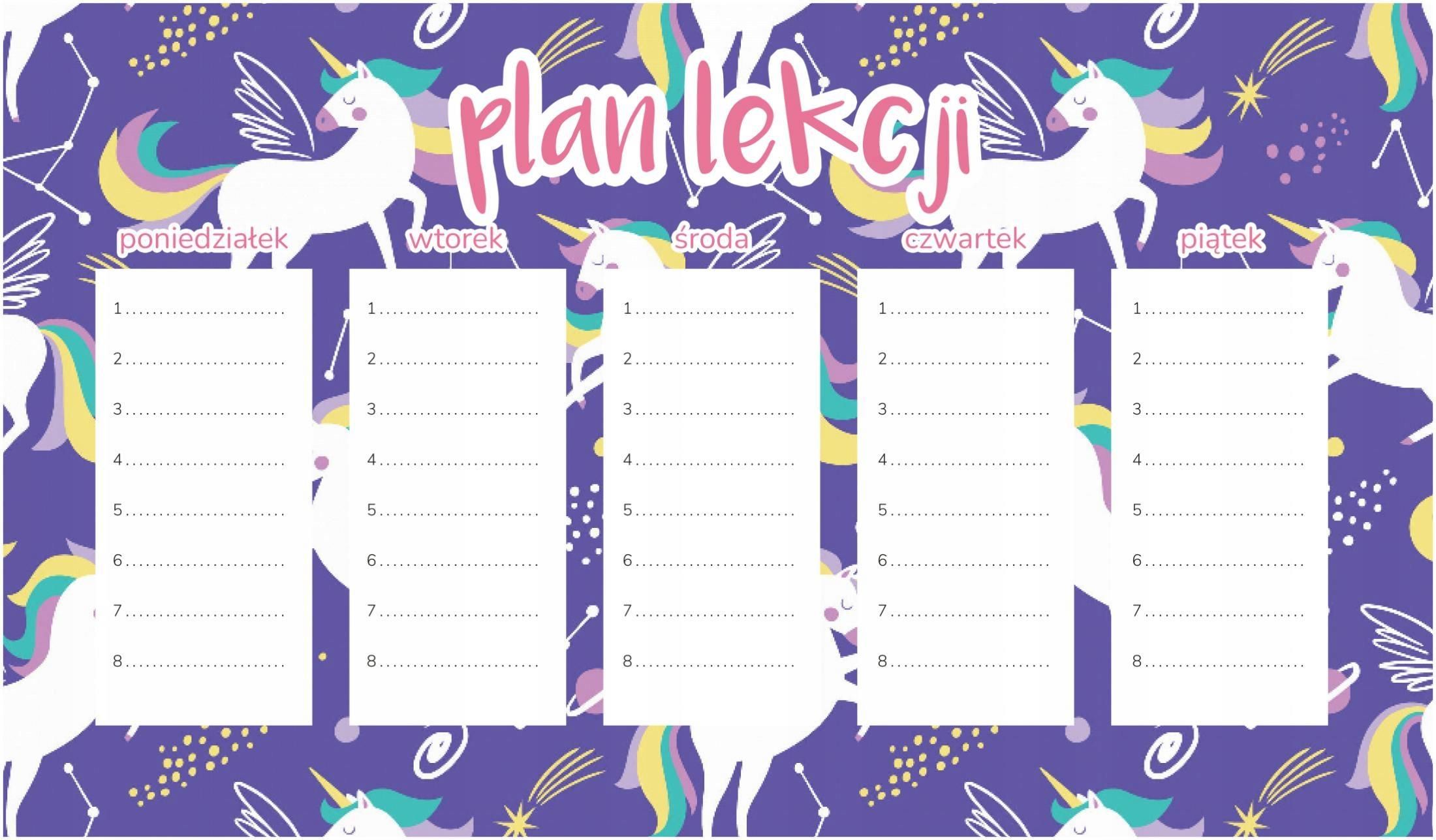 Wallvy Magnetyczny Plan Lekcji Szalone Jednorożce 45X26Cm - Ceny i