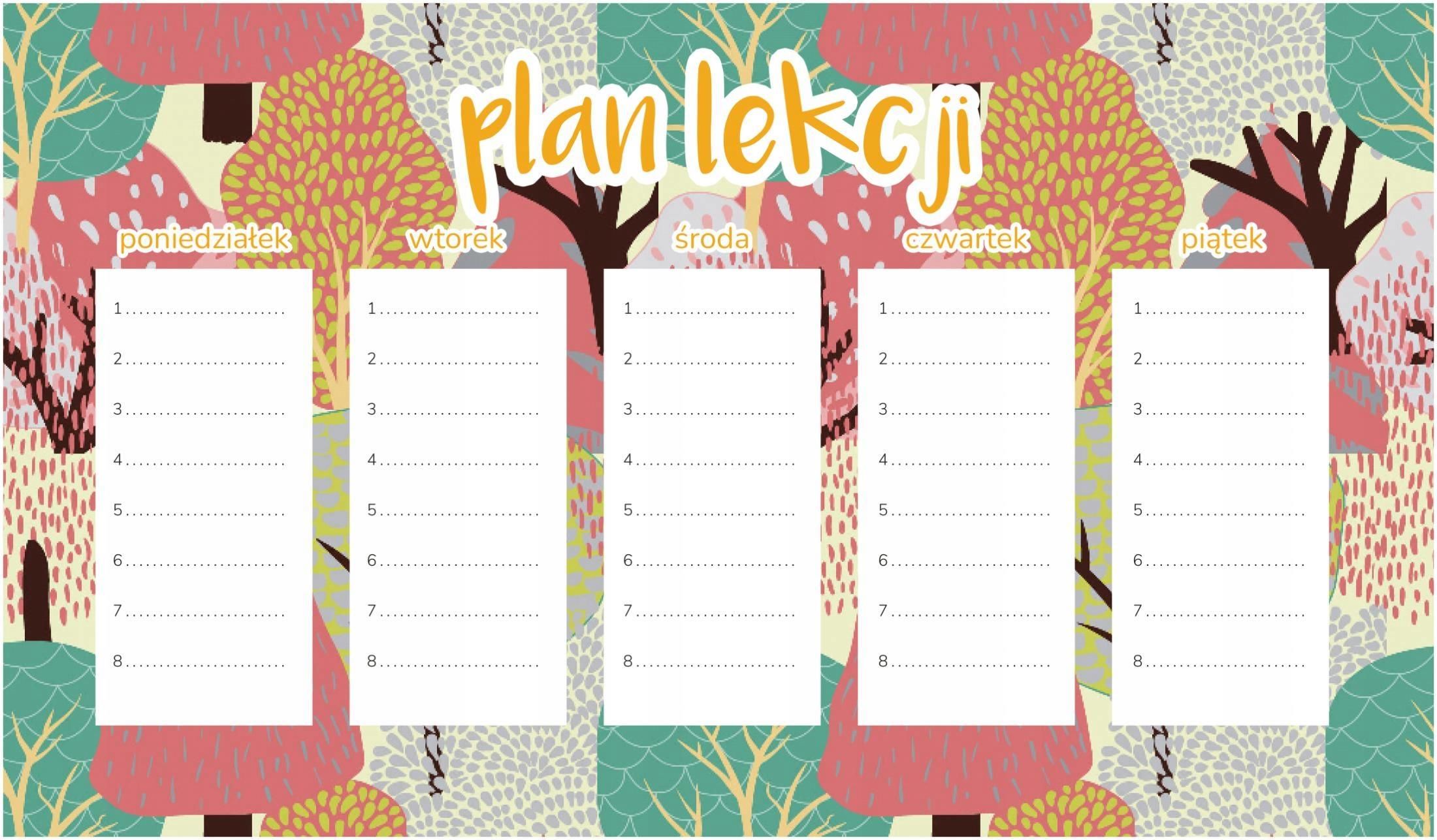 Wallvy Magnetyczny Plan Lekcji Kolorowy Las 45X26Cm - Ceny i opinie