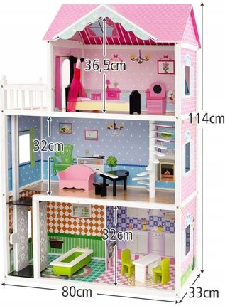 Costway Domek Dla Lalek Z Balkonem - zdjęcie 4