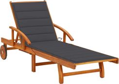 Zakito Leżak Ogrodowy Z Drewna Akacjowego Regulowany Z Poduszką Antracytowy 200X67X30/51/62/77/85cm Z3061602