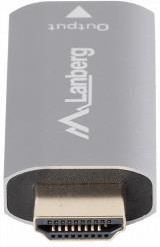 Adapter HDMI [M] 2.0 do Displayport [F] 1.2 4K@60Hz Lanberg - srebrny (AD-HD-DP-01) - zdjęcie 3
