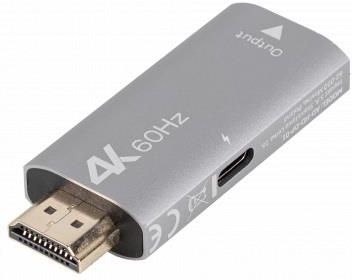 Adapter HDMI [M] 2.0 do Displayport [F] 1.2 4K@60Hz Lanberg - srebrny (AD-HD-DP-01) - zdjęcie 2