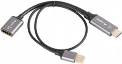 Adapter HDMI [M] 2.0 do Displayport [F] 1.2 4K@60Hz na kablu 20cm Lanberg - srebrny (AD-HD-DP-02)