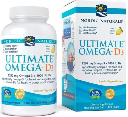 Nordic Naturals Kwasy Tłuszczowe Omega 3 Ultimate Omegad3 1280Mg Cytrynowy 120Kaps