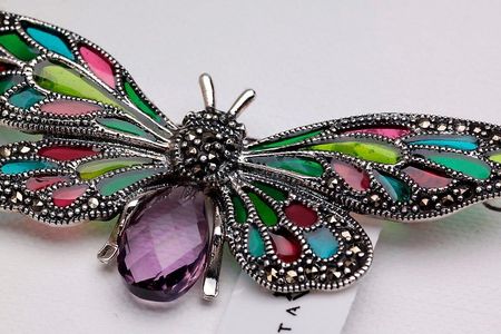 Srebrna broszka RSM3282 - Markazyty - zdjęcie 2