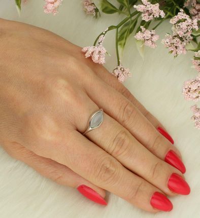 Diament Srebrny pierścionek damski 925 z chalcedonem rozmiar 13 - zdjęcie 3