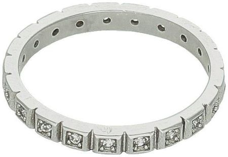 Diament Srebrny pierścionek damski 925 obrączka rodowana z cyrkoniami - zdjęcie 2