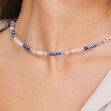Taliz Lapis Lazuli, Kryształ Górski, Akwamaryn Srebrny Naszyjnik Na Zdrowie, Intuicję, Duchowość Refleksja Zdrowia