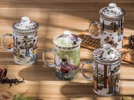 Hanipol Kubek Gejsza Porcelana 250Ml Z Zaparzaczem I Pokrywką + Pudełko (7034411D) - zdjęcie 5