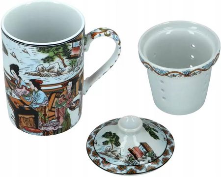 Hanipol Kubek Gejsza Porcelana 250Ml Z Zaparzaczem I Pokrywką + Pudełko (7034411D)