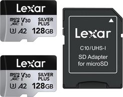 Lexar 128GB microSDXC Professional SILVER Plus UHS-I A2 V30 U3 4K- 2 pack (LMSSIPL128GB2ANG)