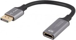 Adapter Displayport [M] 1.2 do HDMI [F] 2.0 4K@60Hz na kablu 20cm Lanberg - srebrny (AD-DP-HD-02)