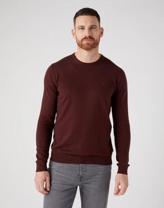 WRANGLER CREWNECK KNIT MĘSKI SWETER ELEGANCKI CIEPŁ LOGO RED DAHLIA 112343092