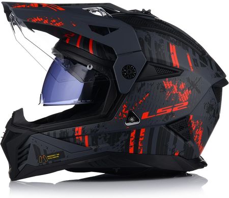 Kask motocyklowy Ls2 Adventure Mx702 Pioneer Ii Crazy Mat Blk Red